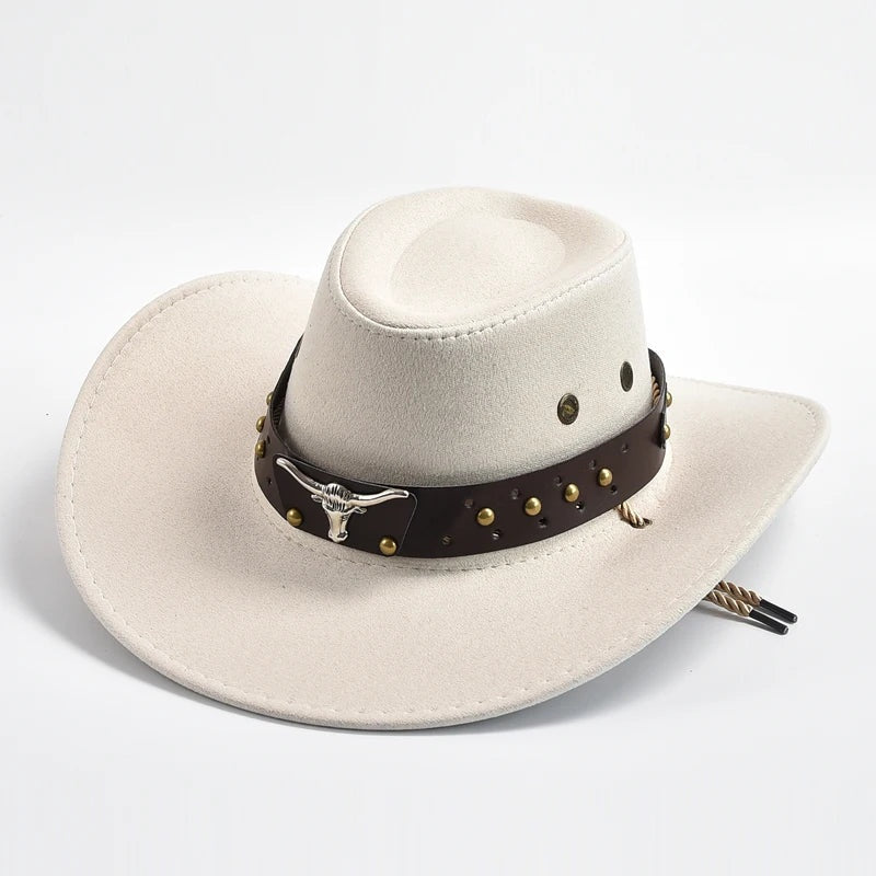Sombrero Vaquero Western de Ala Ancha Hombre Banda Decorativa