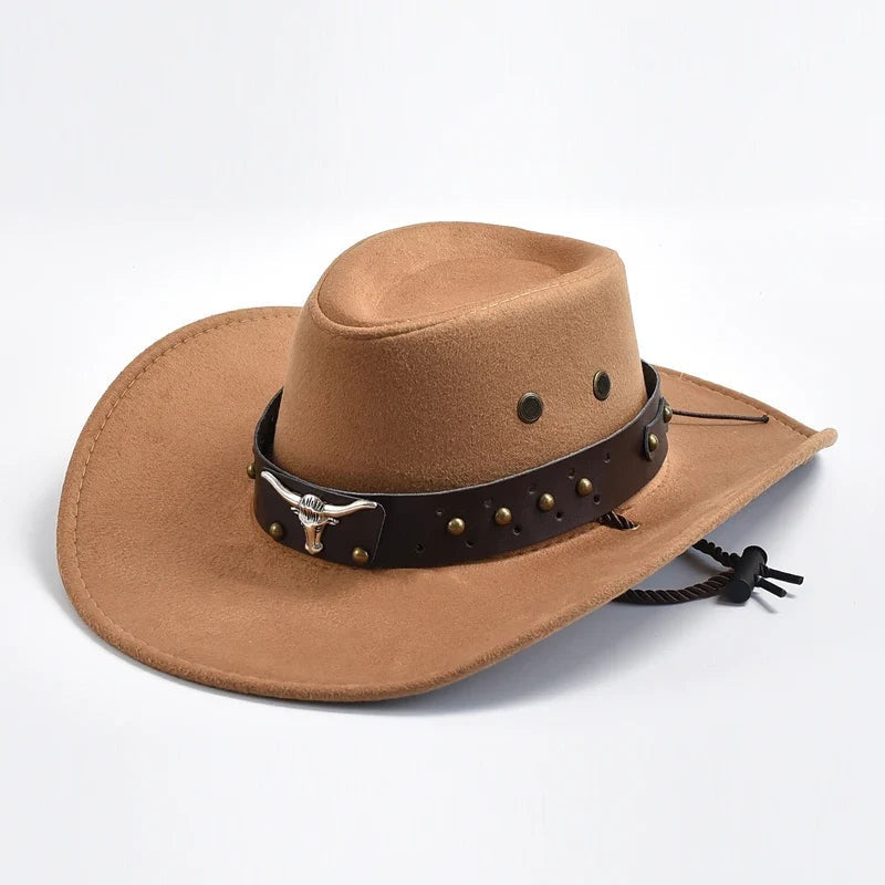 Sombrero Vaquero Western de Ala Ancha Hombre Banda Decorativa