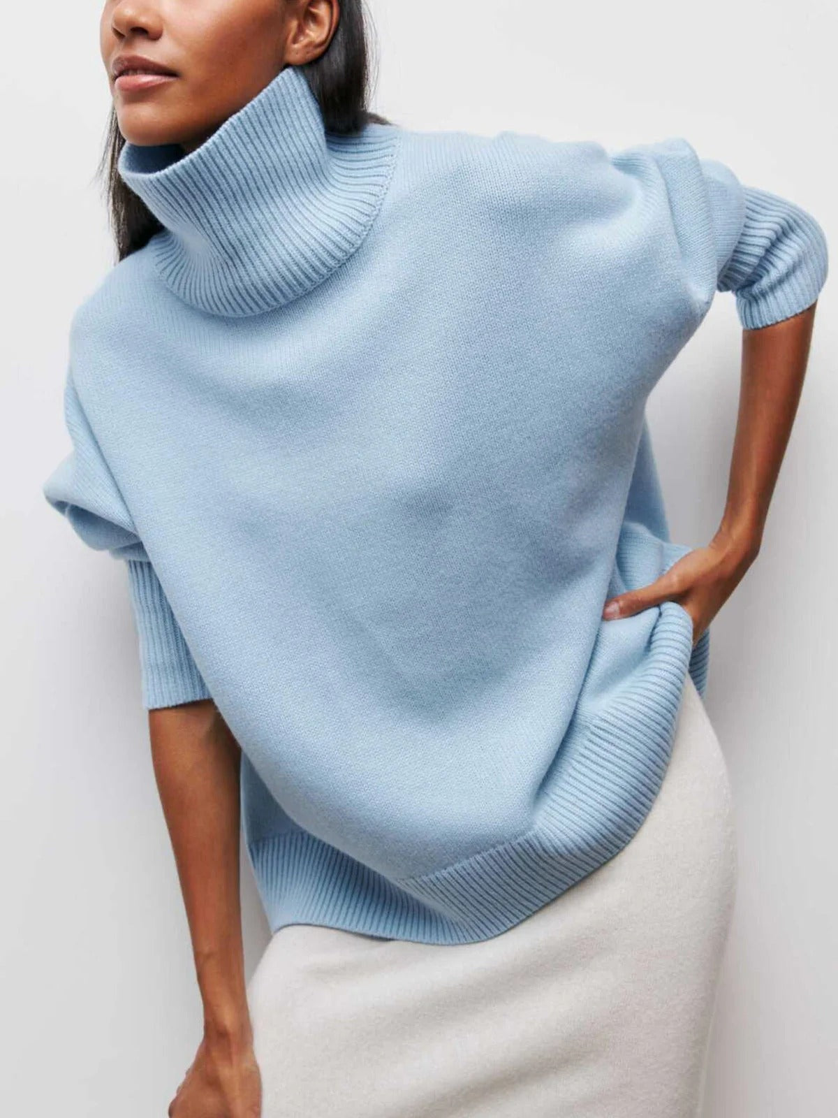 Sonia | Jersey de Punto Cuello Alto Oversized Mujer Manga Larga