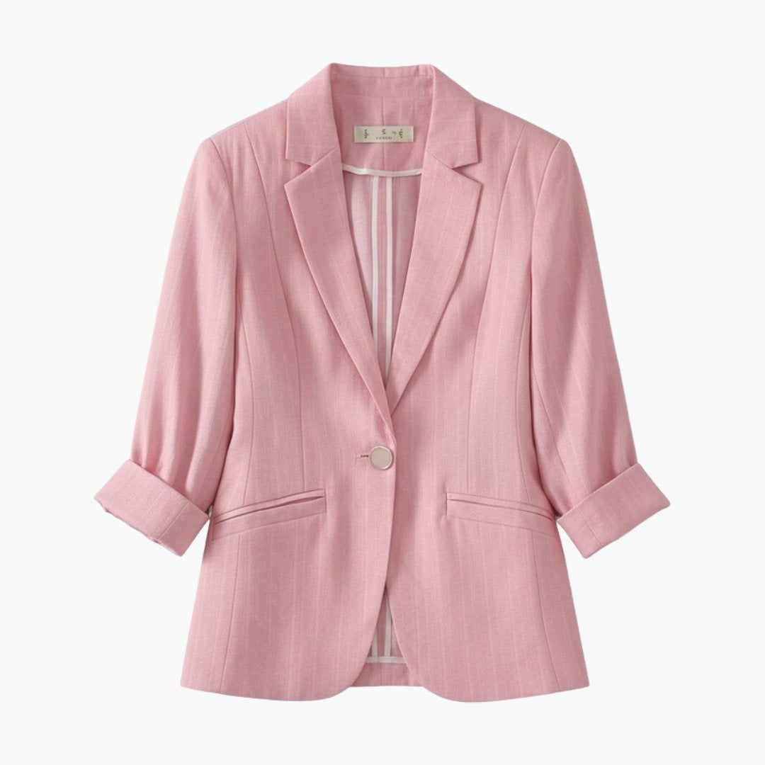 Teresa | Blazer de Lino de Un Botón Mujer Manga Tres Cuartos
