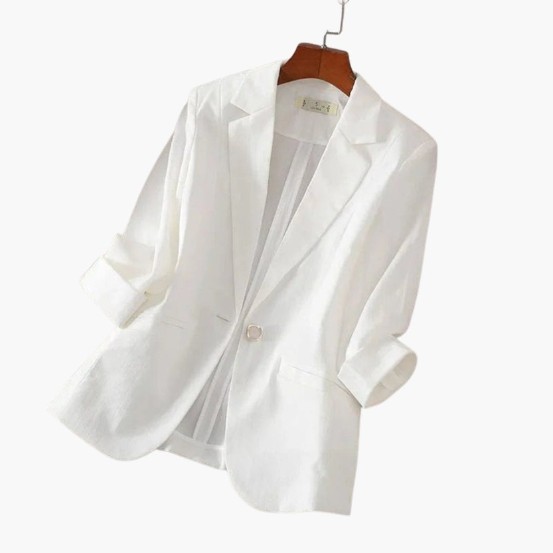 Teresa | Blazer de Lino de Un Botón Mujer Manga Tres Cuartos