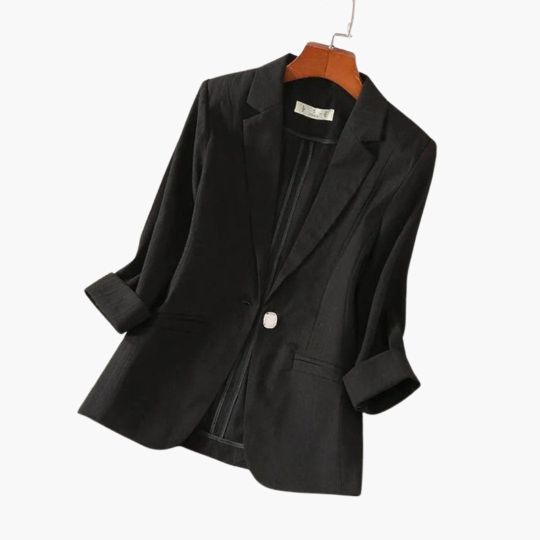 Teresa | Blazer de Lino de Un Botón Mujer Manga Tres Cuartos