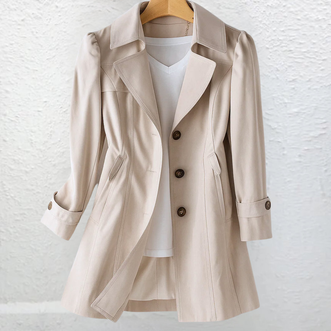 Teresa | Gabardina Corta Elegante Mujer Doble Botonadura