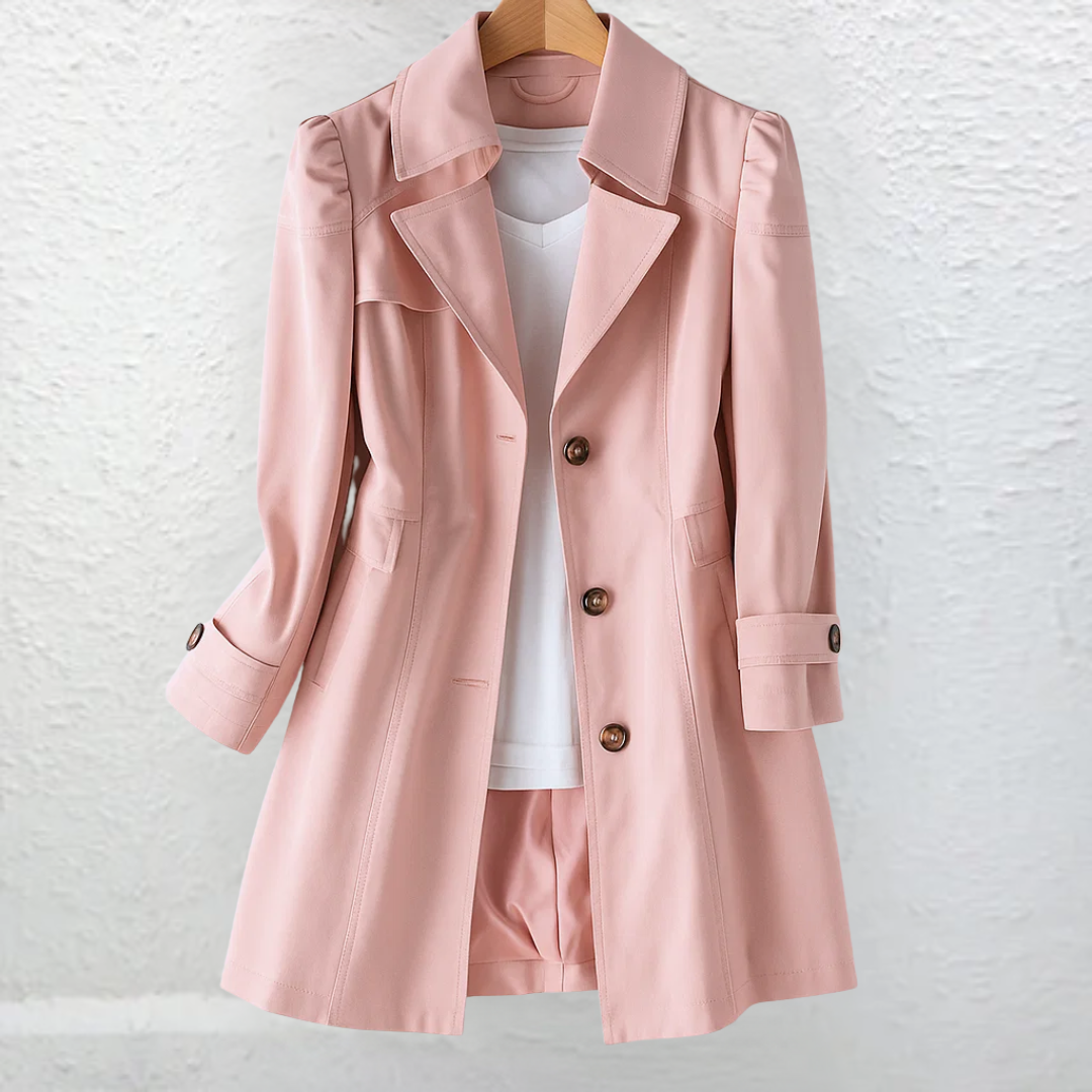 Teresa | Gabardina Corta Elegante Mujer Doble Botonadura