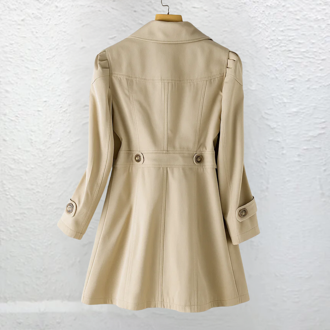 Teresa | Gabardina Corta Elegante Mujer Doble Botonadura