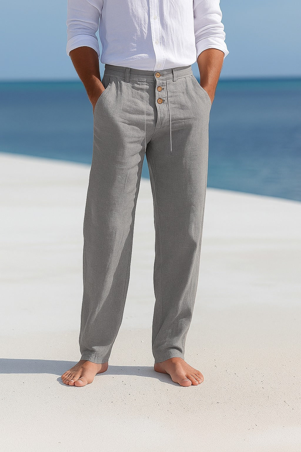Tomás | Pantalón de Lino con Pinzas Hombre Cordón Ajustable
