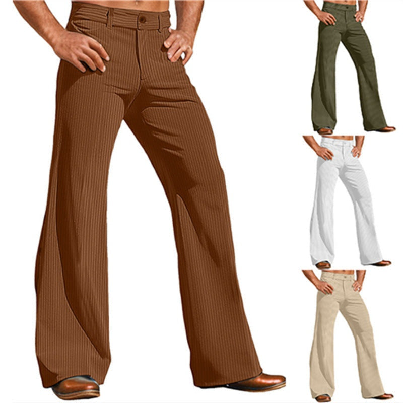 Tomás | Pantalones Anchos de Vestir Hombre Corte Acampanado Rayas