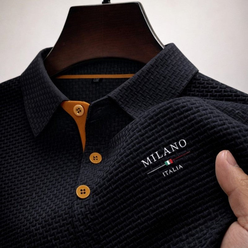 Tomás | Polo Texturizado Hombre Manga Larga Botones Contraste