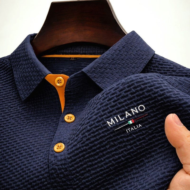 Tomás | Polo Texturizado Hombre Manga Larga Botones Contraste