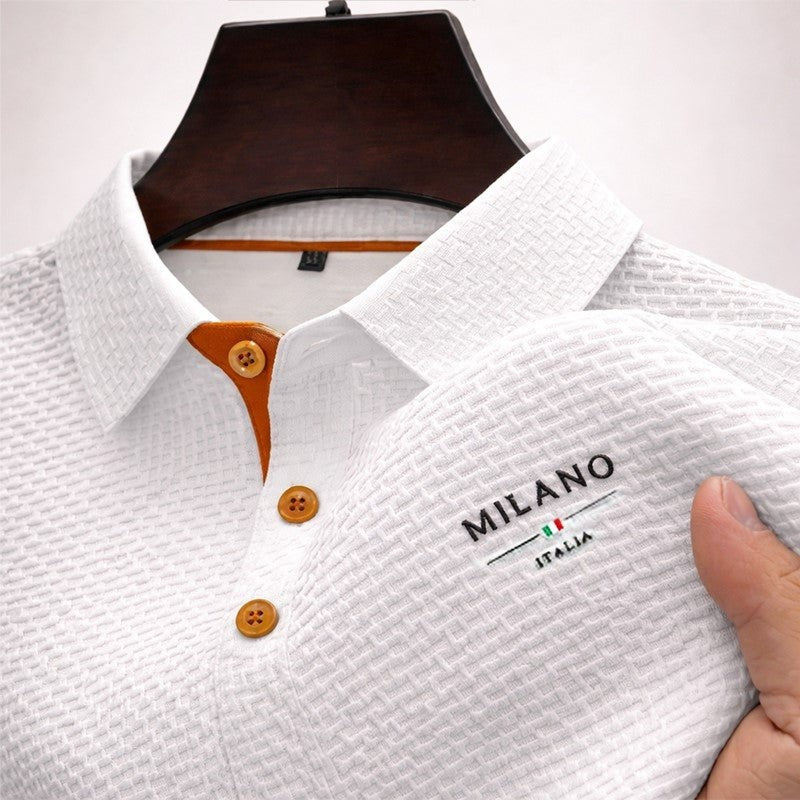 Tomás | Polo Texturizado Hombre Manga Larga Botones Contraste