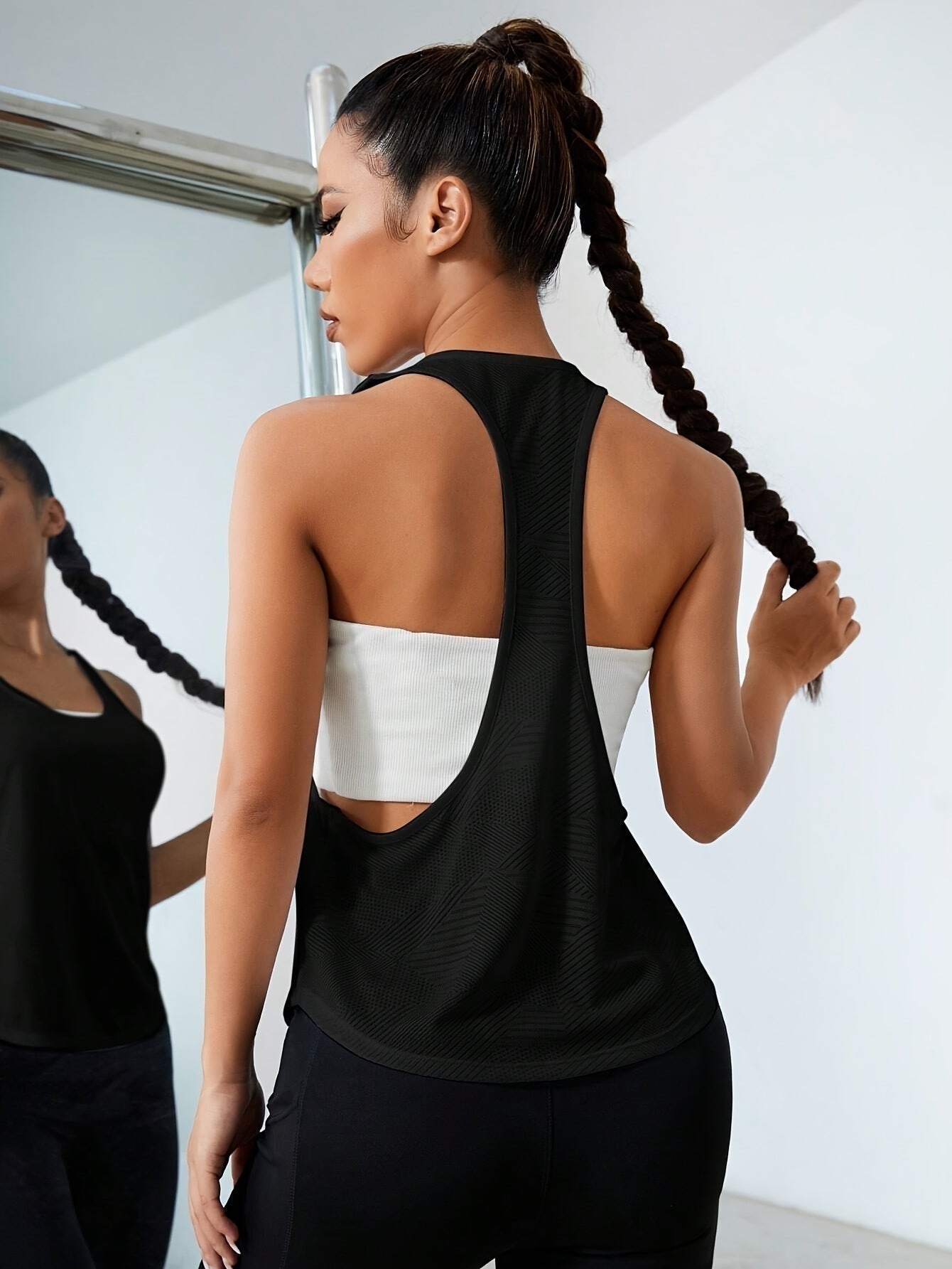 Top Deportivo Sin Mangas Mujer Cuello Redondo Malla