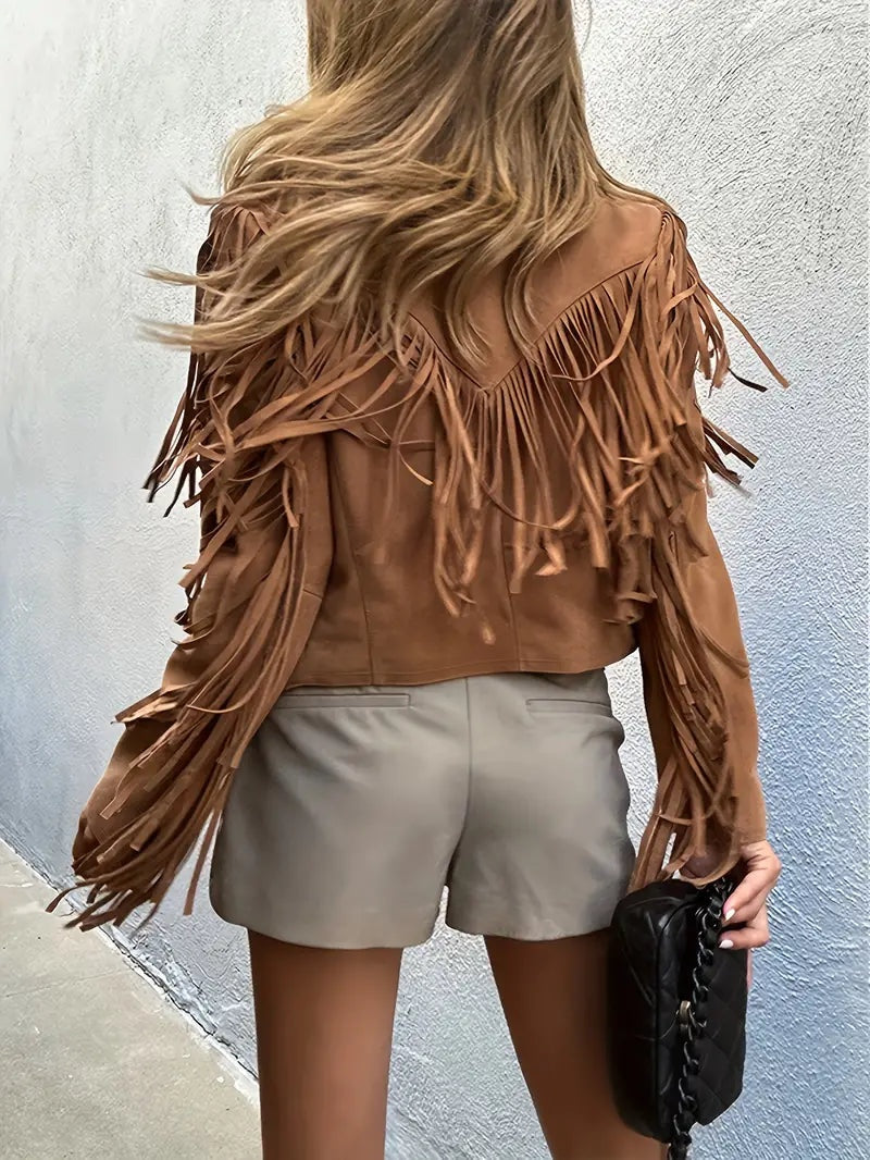 Triana | Chaqueta de Ante Mujer con Flecos Boho Corta