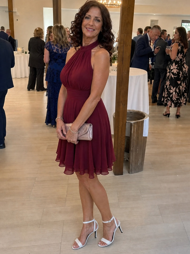 Triana | Vestido de Cóctel Halter Mujer Dobladillo en Capas