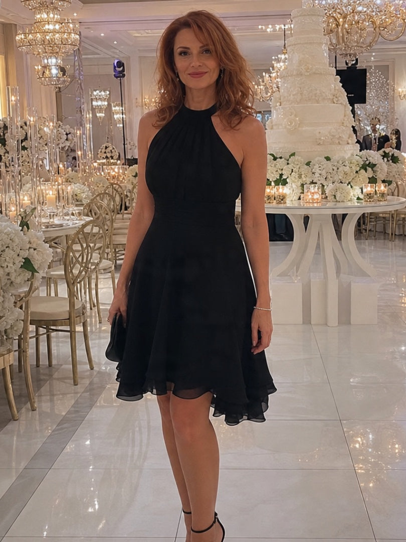 Triana | Vestido de Cóctel Halter Mujer Dobladillo en Capas