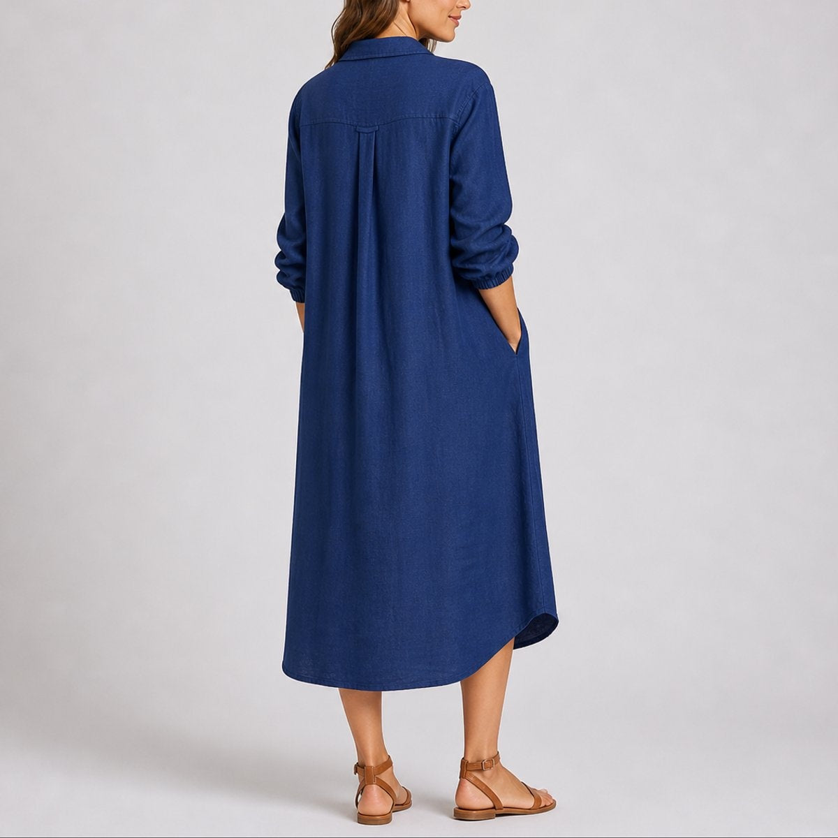 Triana | Vestido Invitada Invierno de Manga Larga Mujer Midi Camisero