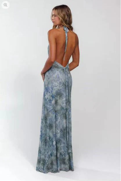 Triana | Vestido Largo de Lunares Mujer Halter Escote V Profundo