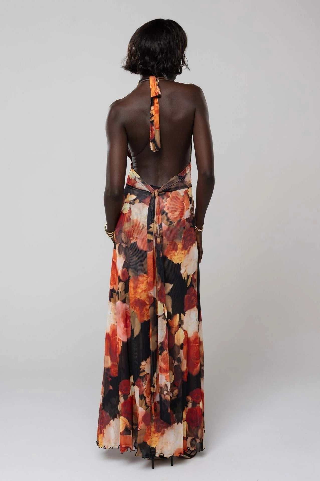 Triana | Vestido Largo de Lunares Mujer Halter Escote V Profundo