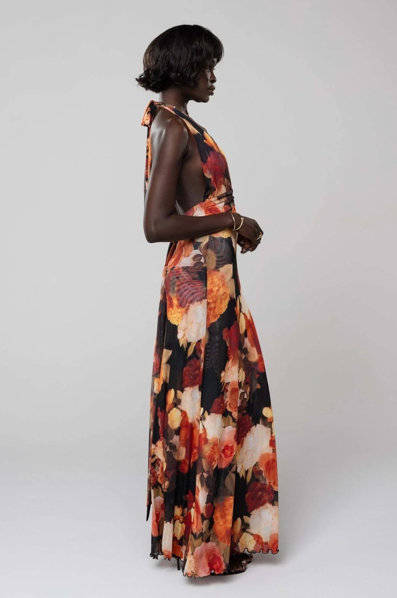 Triana | Vestido Largo de Lunares Mujer Halter Escote V Profundo