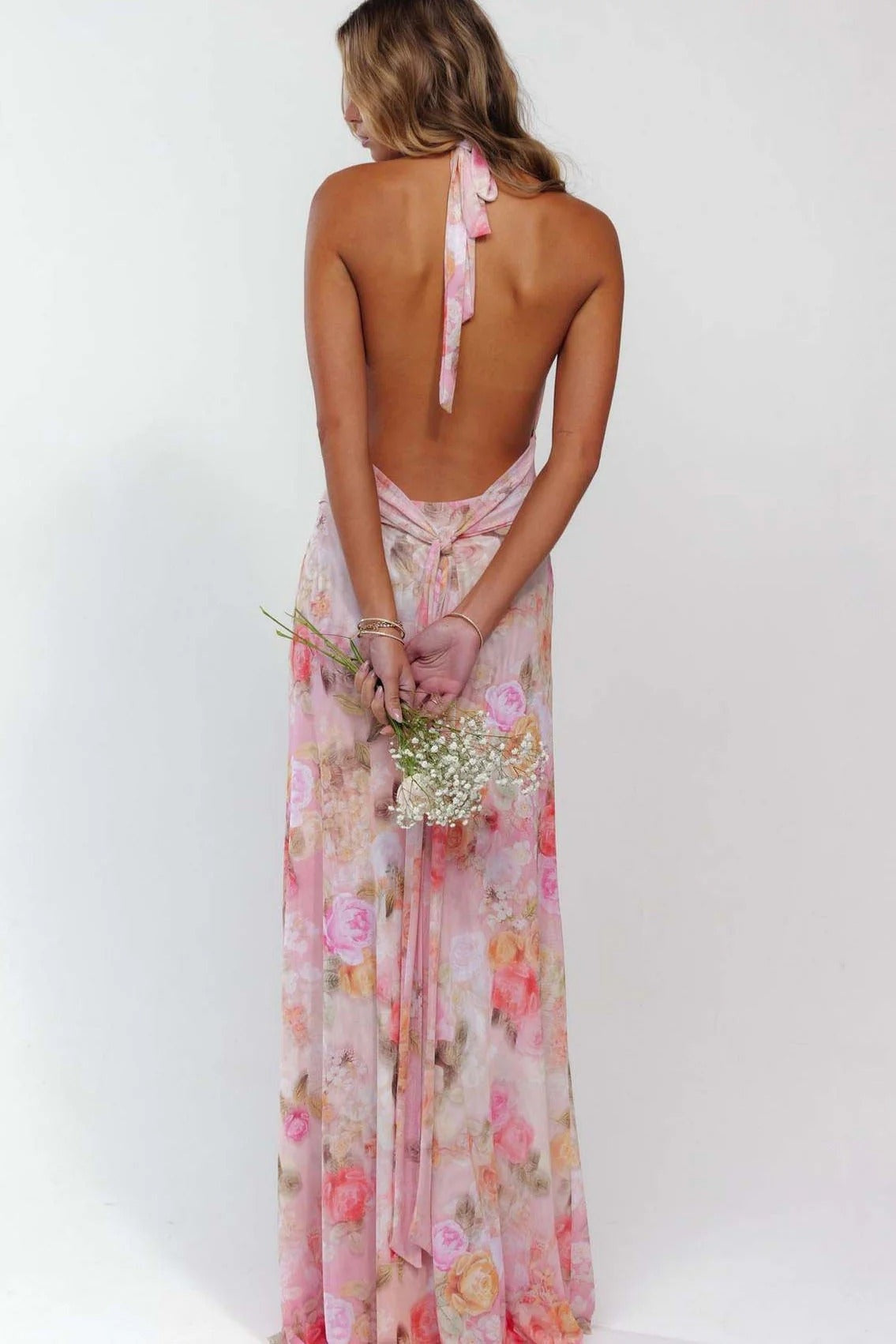 Triana | Vestido Largo de Lunares Mujer Halter Escote V Profundo