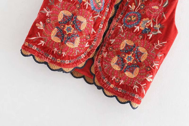 Uxía | Chaleco Largo Boho Mujer Estampado Paisley Escote V