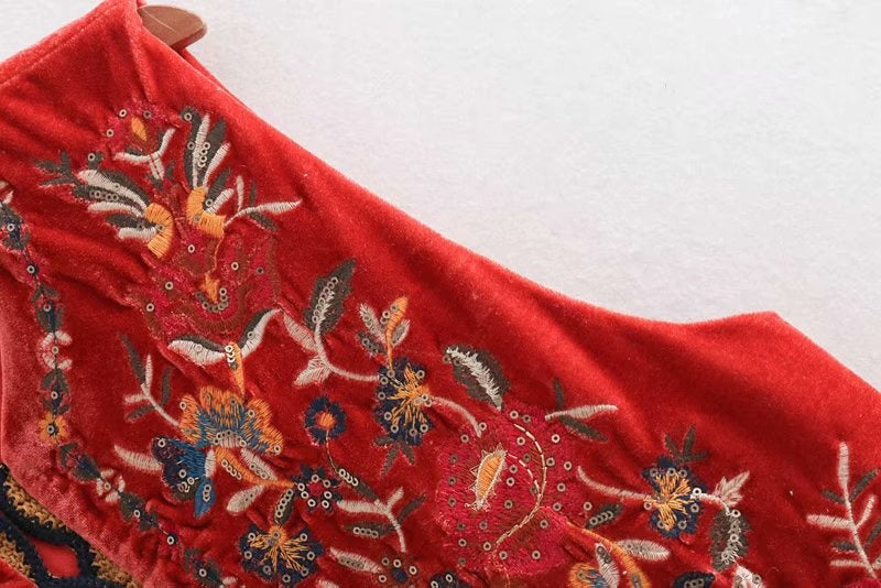 Uxía | Chaleco Largo Boho Mujer Estampado Paisley Escote V