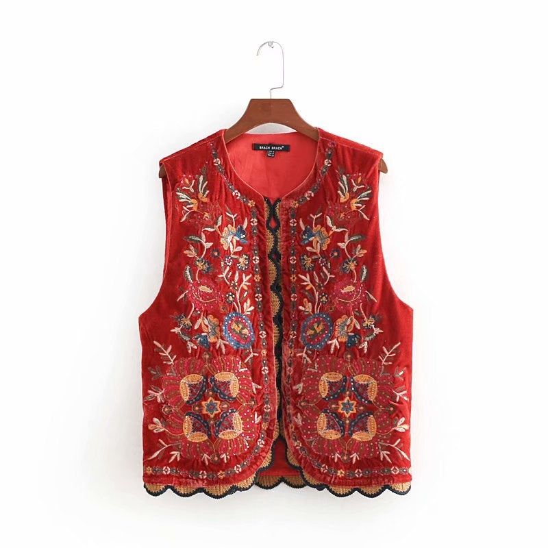 Uxía | Chaleco Largo Boho Mujer Estampado Paisley Escote V