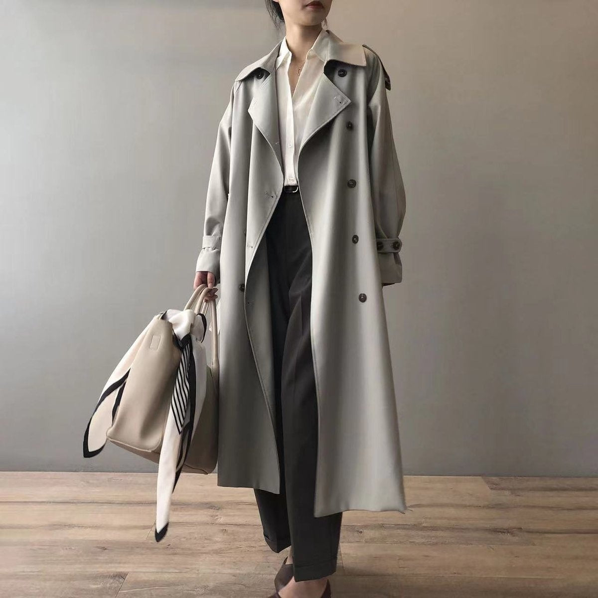 Uxía | Gabardina Larga Mujer Doble Botonadura Impermeable