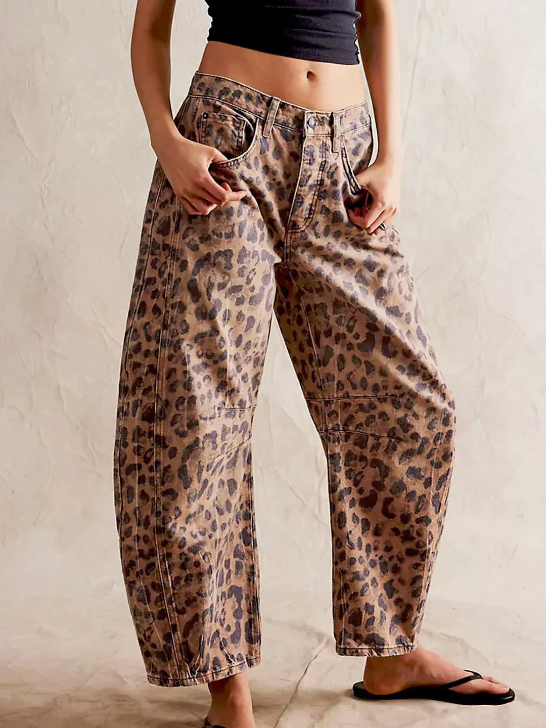 Vaqueros Wide Leg Estampado Animal Mujer