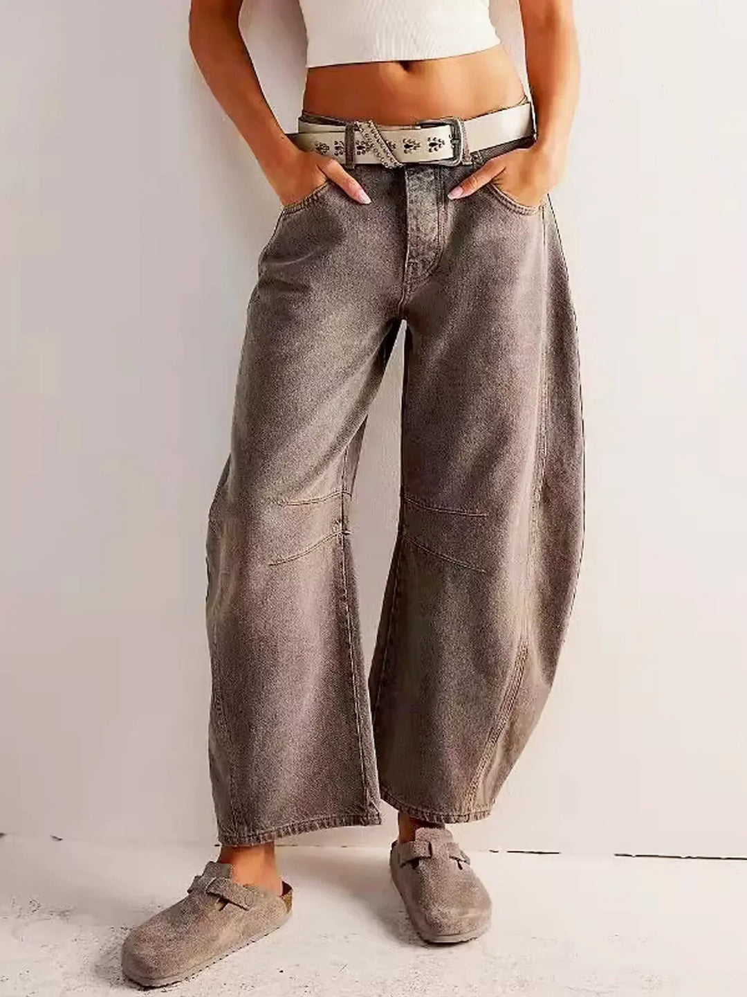 Vaqueros Wide Leg Estampado Animal Mujer