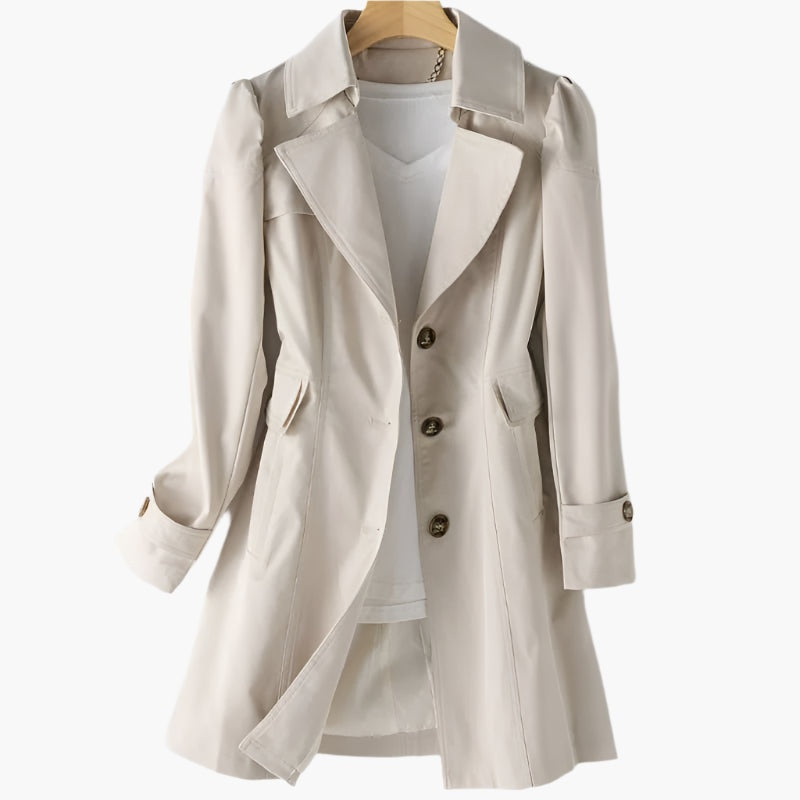 Vega | Trench Coat Largo Mujer Botones Solapa