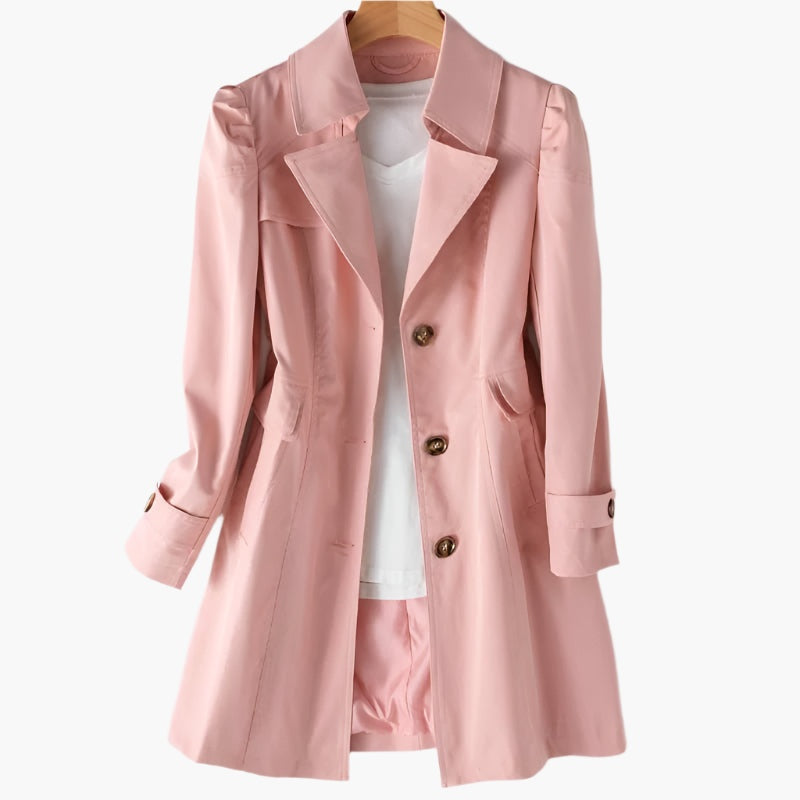Vega | Trench Coat Largo Mujer Botones Solapa