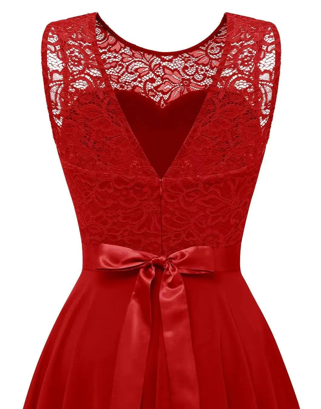 Vestido Asimétrico de Encaje Mujer Sin Mangas