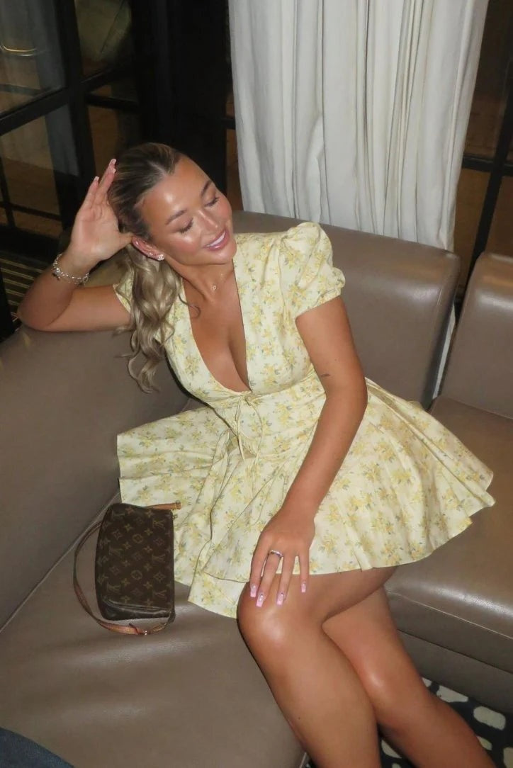 Vestido Corto con Espalda Descubierta Mujer Estampado Floral