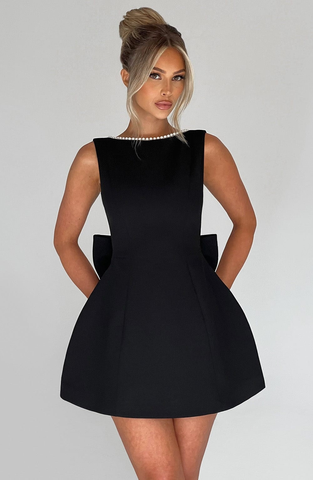 Vestido Corto de Cóctel Mujer Sin Mangas Escote Redondo