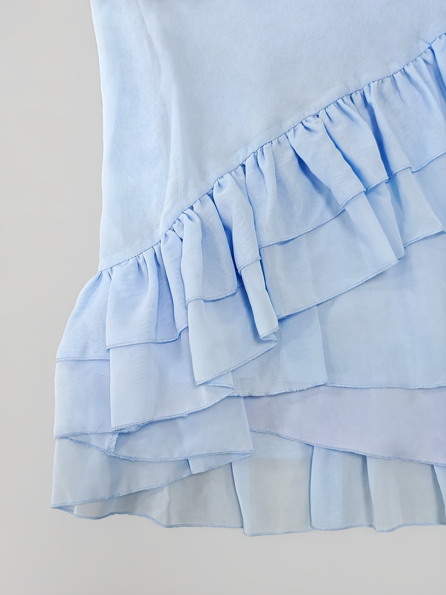 Vestido Corto de Fiesta con Volantes Mujer Cuello Alto