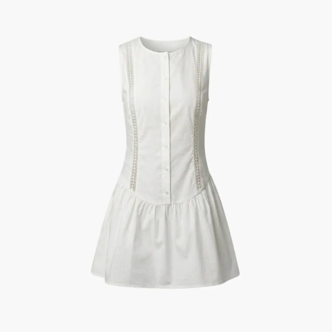 Vestido Corto de Fiesta Mujer Sin Mangas Encaje