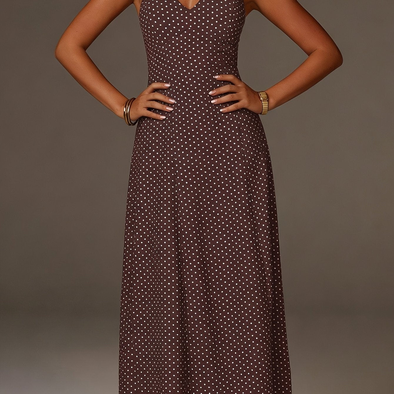Vestido de Lunares Halter Mujer Escote V