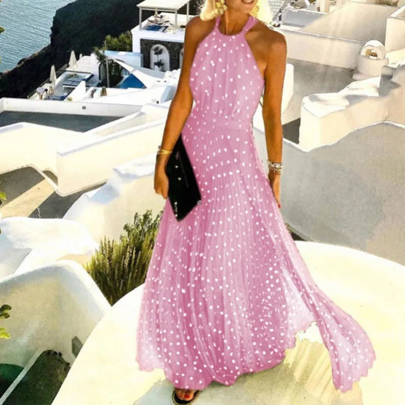 Vestido de Lunares Halter Mujer Espalda Descubierta