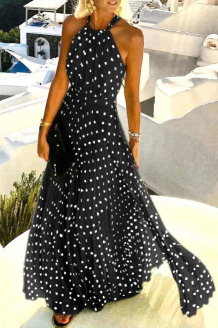 Vestido de Lunares Halter Mujer Espalda Descubierta