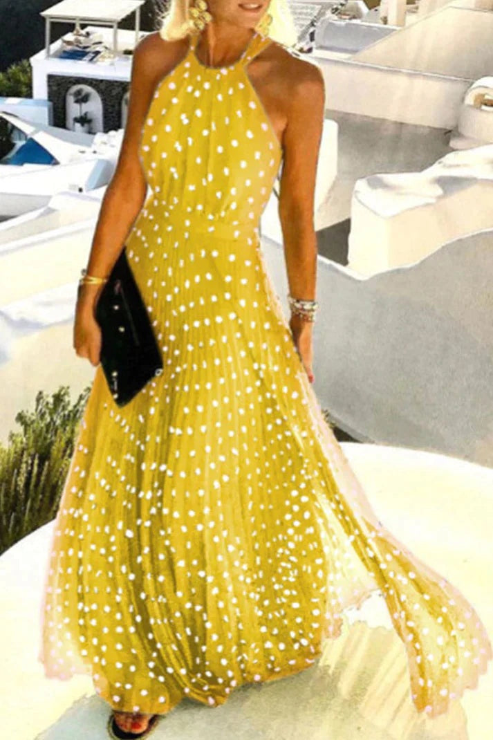 Vestido de Lunares Halter Mujer Espalda Descubierta