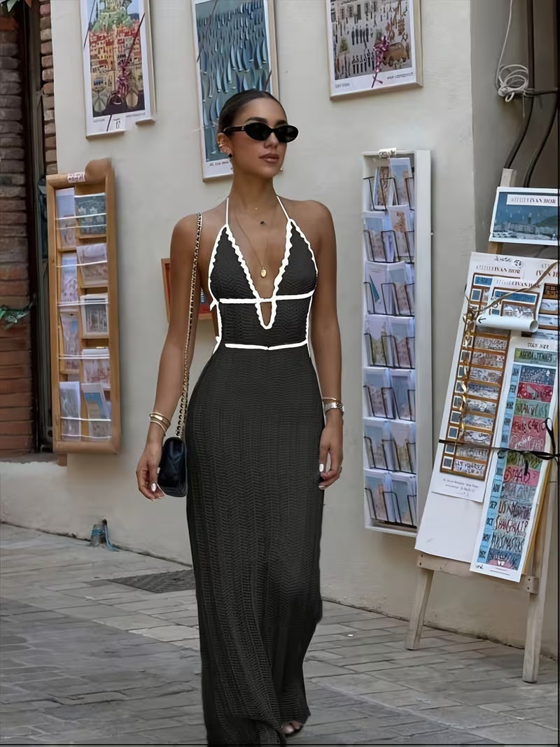 Vestido Largo con Espalda Descubierta Mujer Escote Halter