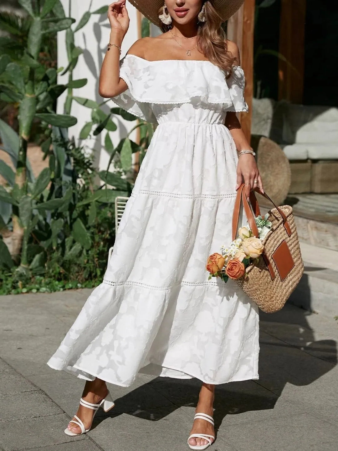Vestido Largo con Espalda Descubierta Mujer Hombros Descubiertos