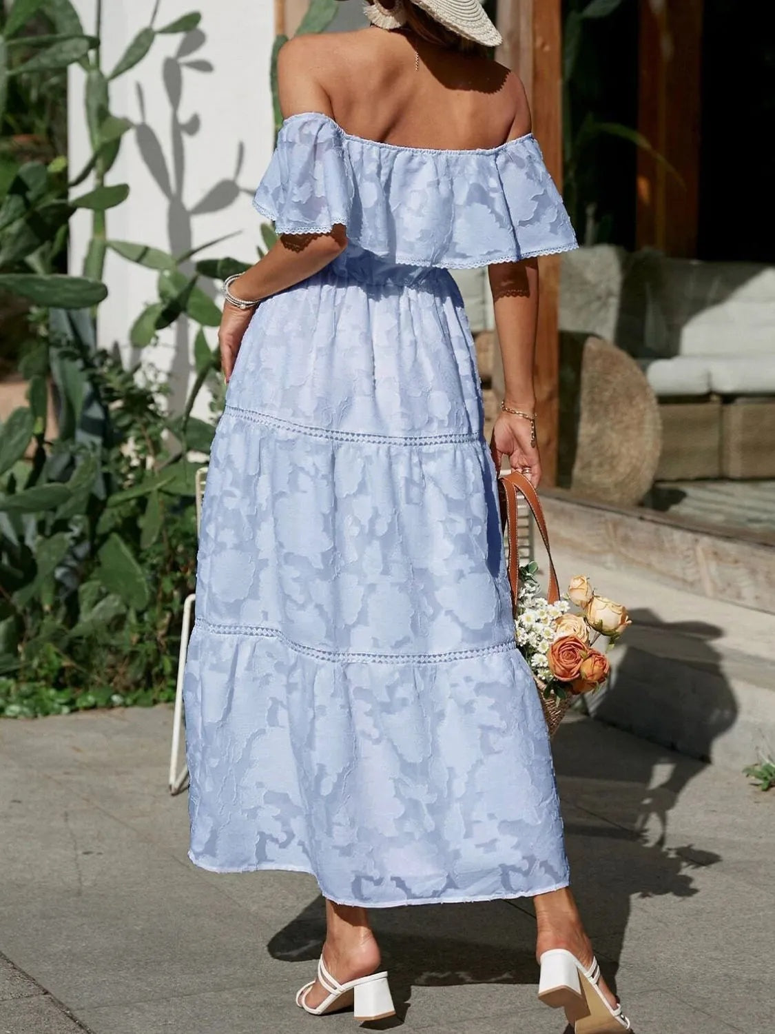 Vestido Largo con Espalda Descubierta Mujer Hombros Descubiertos