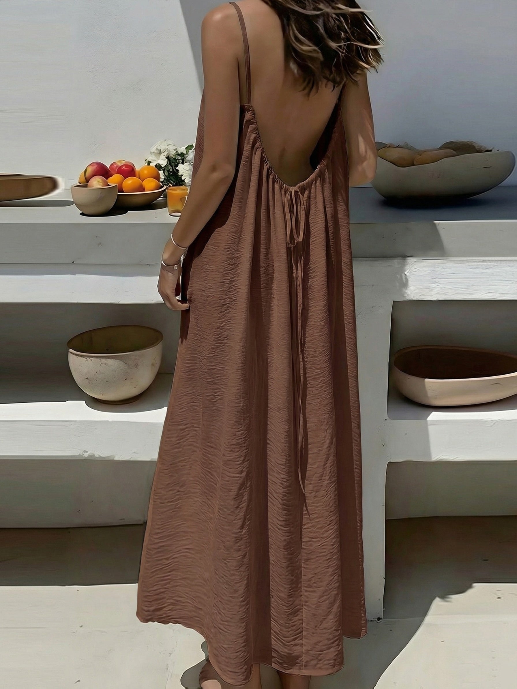 Vestido Largo con Espalda Descubierta Mujer Tirantes