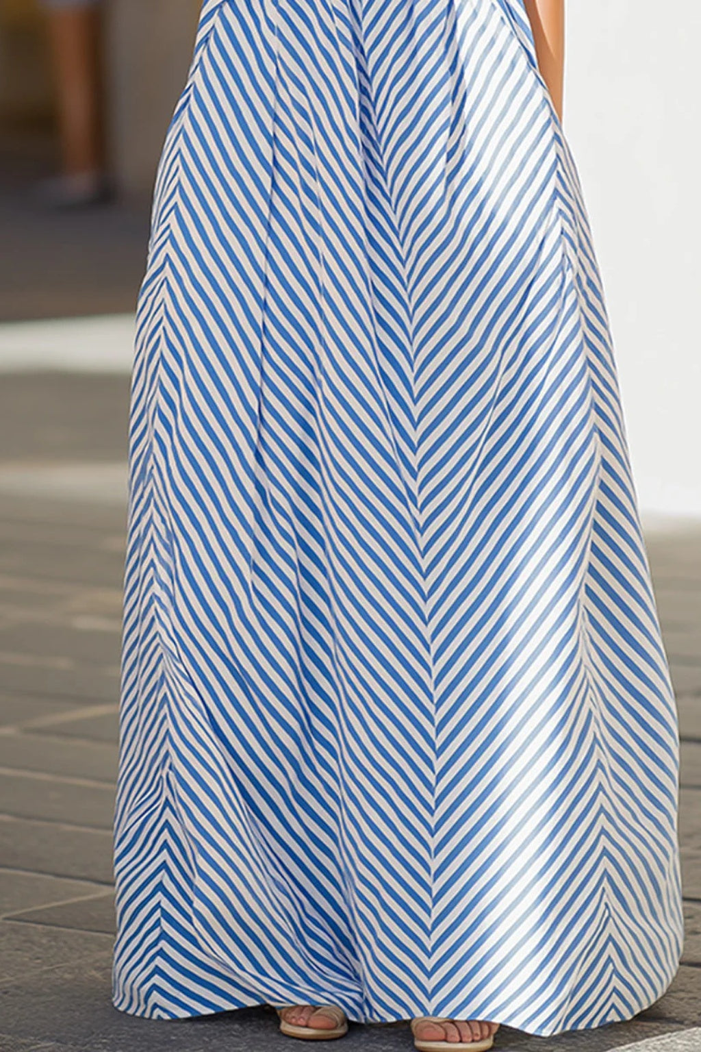 Vestido Largo de Fiesta Estampado Chevron Mujer Escote Halter
