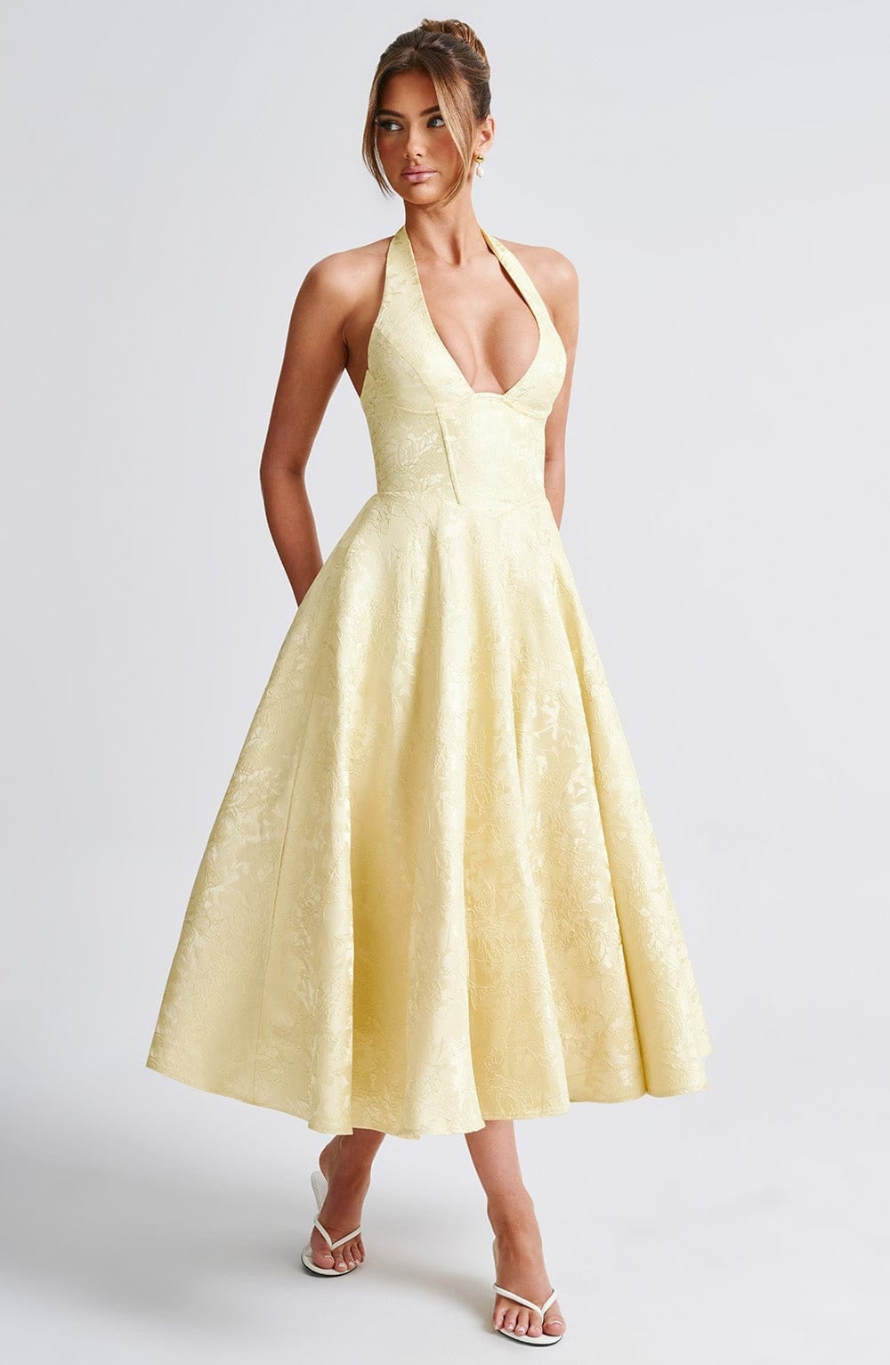 Vestido Largo de Fiesta Halter Mujer Escote Profundo