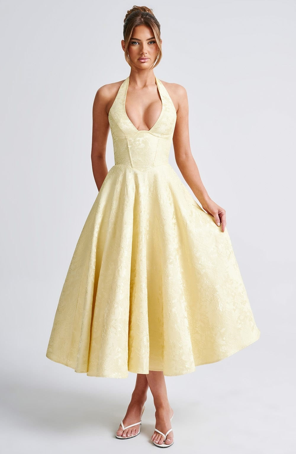 Vestido Largo de Fiesta Halter Mujer Escote Profundo