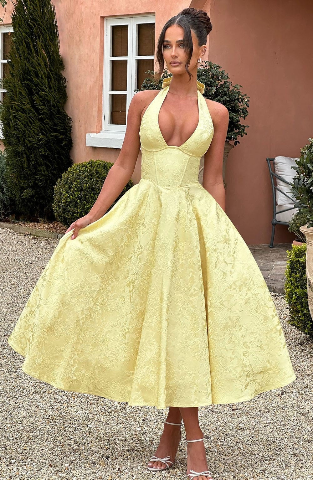 Vestido Largo de Fiesta Halter Mujer Escote Profundo