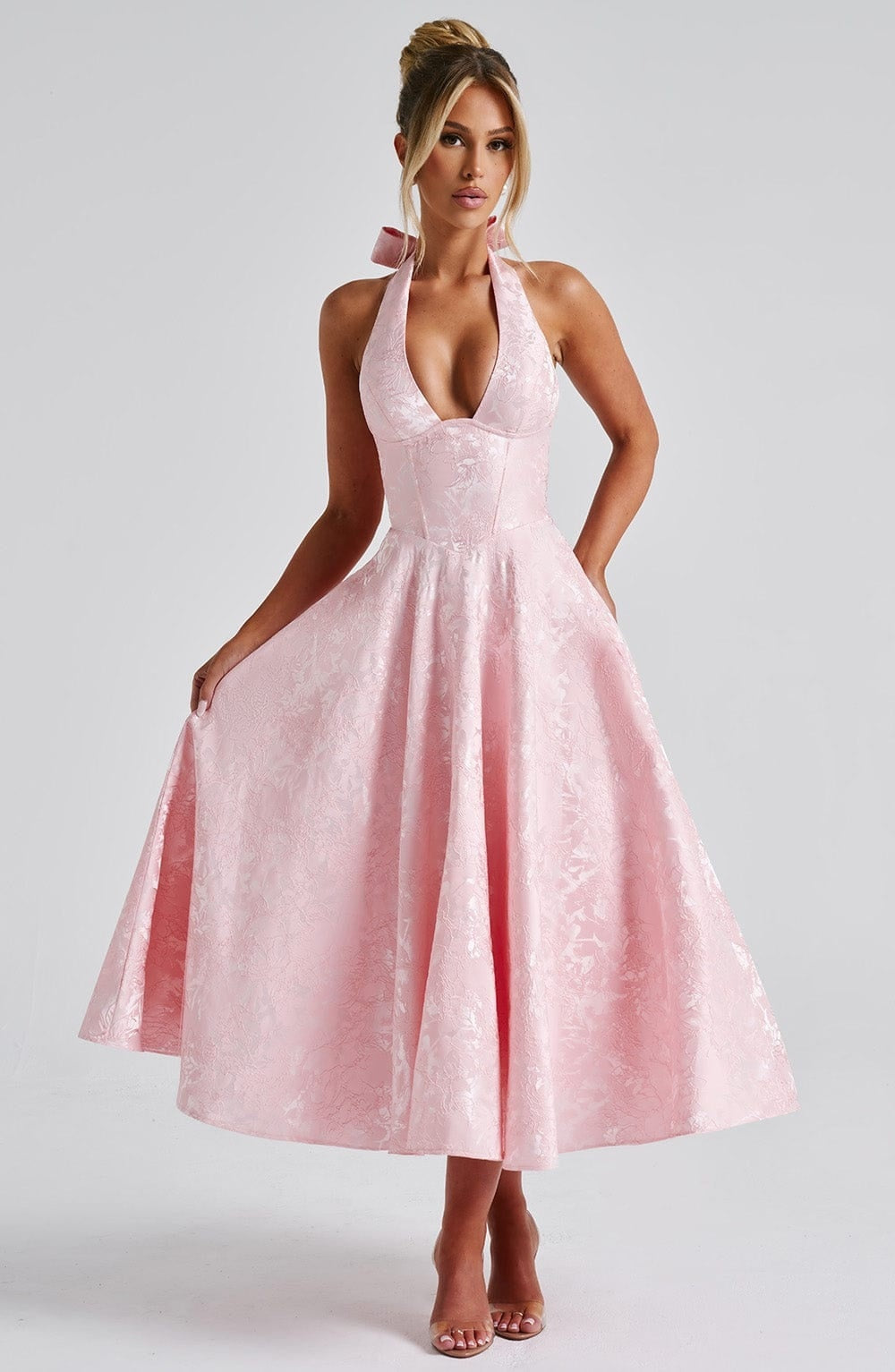 Vestido Largo de Fiesta Halter Mujer Escote Profundo