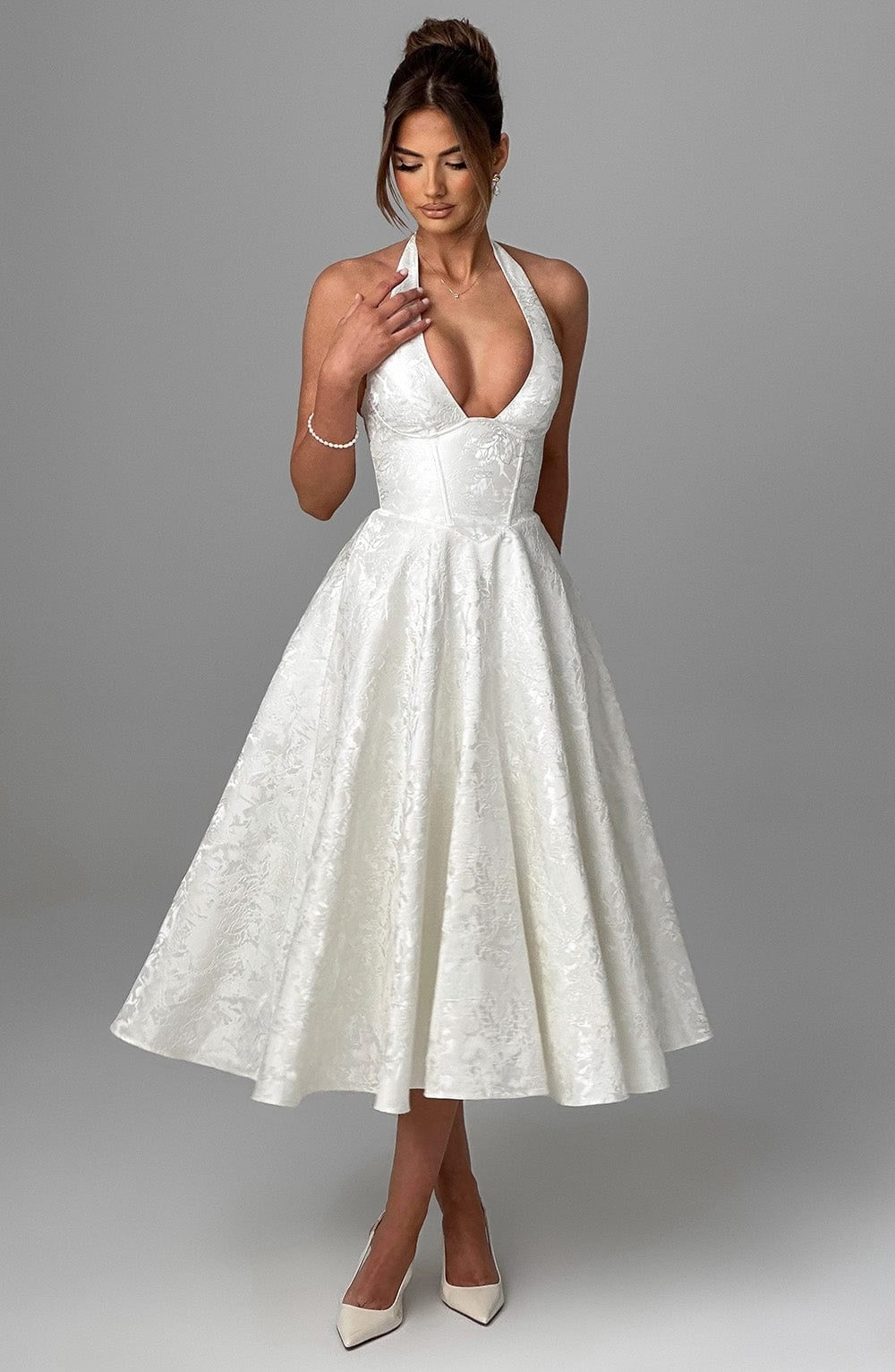 Vestido Largo de Fiesta Halter Mujer Escote Profundo